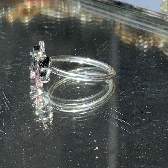 BUTTERFLY CARVED WATERMELON TOURMALINE 925 STERLING SILVER RING, SIZE 6